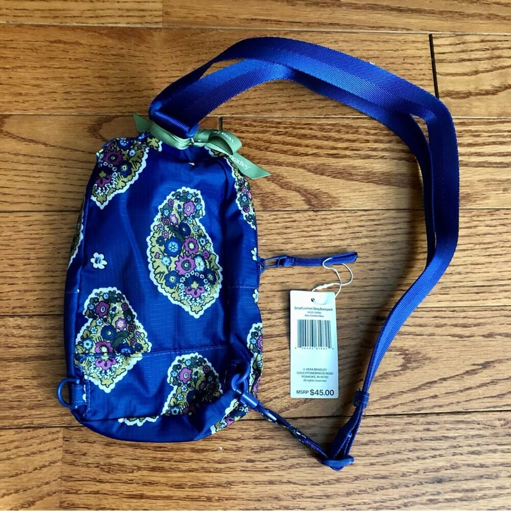 Vera Bradley Ripstop Lorman Blue Floral Sling Bag Kew Gardens Blue Size S NWT - Picture 7 of 7